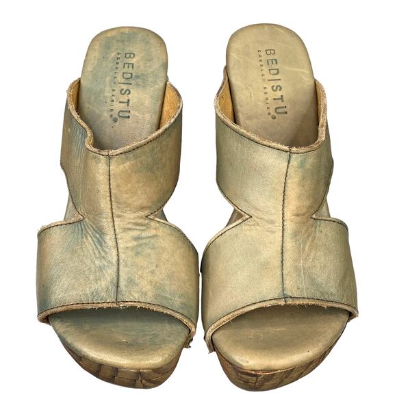 Bed Stu Women's Olea Olive Distressed Boho Wood Slip On Sandals Size US 7.5 - Picture 6 of 13